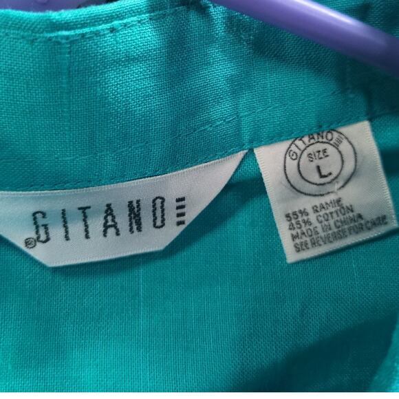 New Vintage Gitano Shirt Womens L Green Canvas Skater Button Up Utility 90s - Picture 5 of 8